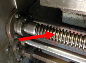 A mechanical hazard: A leadscrew on a lathe can cause entanglement.